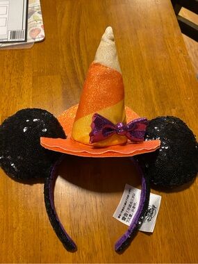 Disney Halloween Candy Corn Witch Minnie Headband - Orange, Black, Purple
